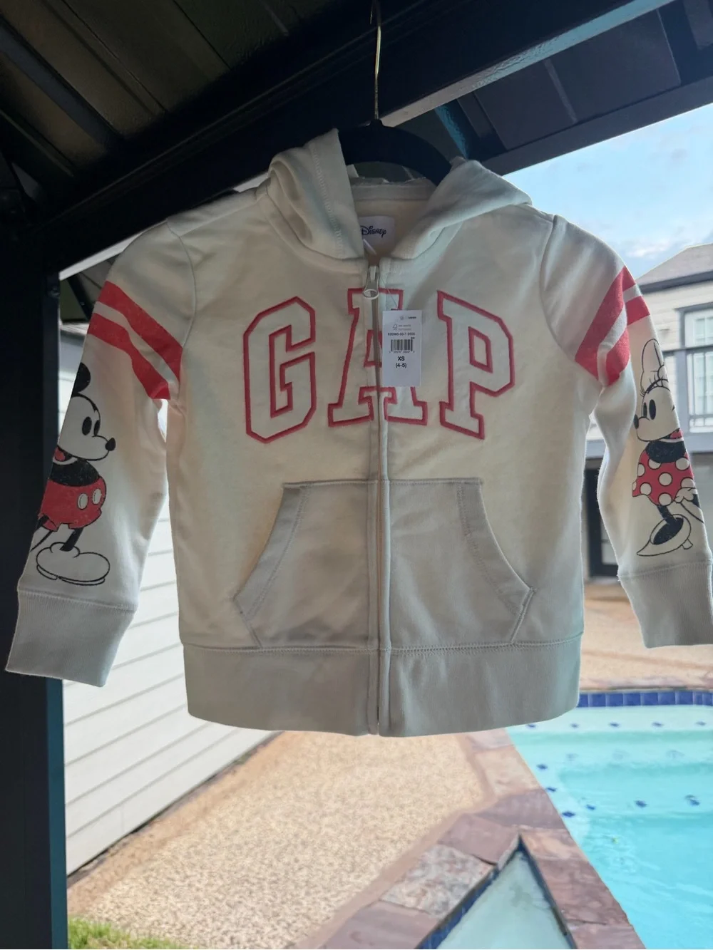 GAP Kids Cream Zip-Up Hoodie with Mickey & Minnie - Size XS 4-5 - New with tag